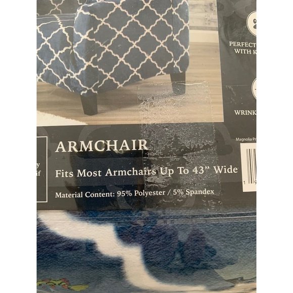 Sofa Saver One Piece Stretch Velvet Plus Slip Cover Armchair up to 43" Wide Blue - Picture 4 of 5